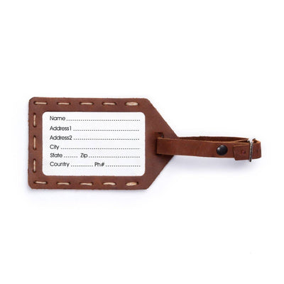 Leather Luggage Tag: Saddle / Hand Sewn Travel Rustico  Paper Skyscraper Gift Shop Charlotte