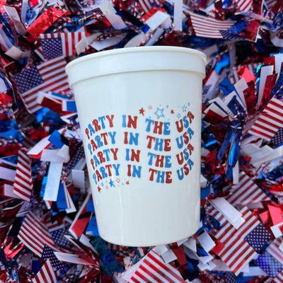 Party In The USA Repeating White Stadium Cup - Patriotic 4th of July Sip Hip Hooray  Paper Skyscraper Gift Shop Charlotte