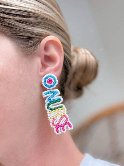 Bright Multi 'Nurse' Beaded Dangle Earrings  Prep Obsessed Wholesale  Paper Skyscraper Gift Shop Charlotte