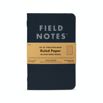 Field Notes | 3 Pack | Ruled | Pitch Black Notebooks Field Notes Brand  Paper Skyscraper Gift Shop Charlotte