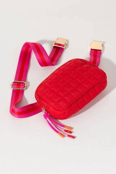 Ezra Quilted Nylon Belt Bag | Red Handbags + Wallets Shiraleah  Paper Skyscraper Gift Shop Charlotte