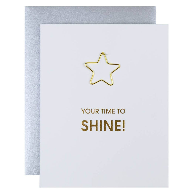Your Time to Shine Star Paper Clip Letterpress Greeting Card  Chez Gagné  Paper Skyscraper Gift Shop Charlotte