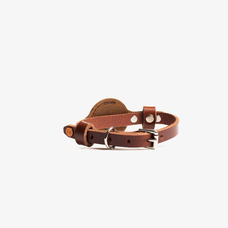 Leather AirTag Dog Collar: Small (for 10.25"-13.5" neck) / Thick Dark Brown Pets Rustico  Paper Skyscraper Gift Shop Charlotte