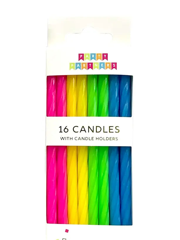 Neon Rainbow Spiral 16 Candle Set