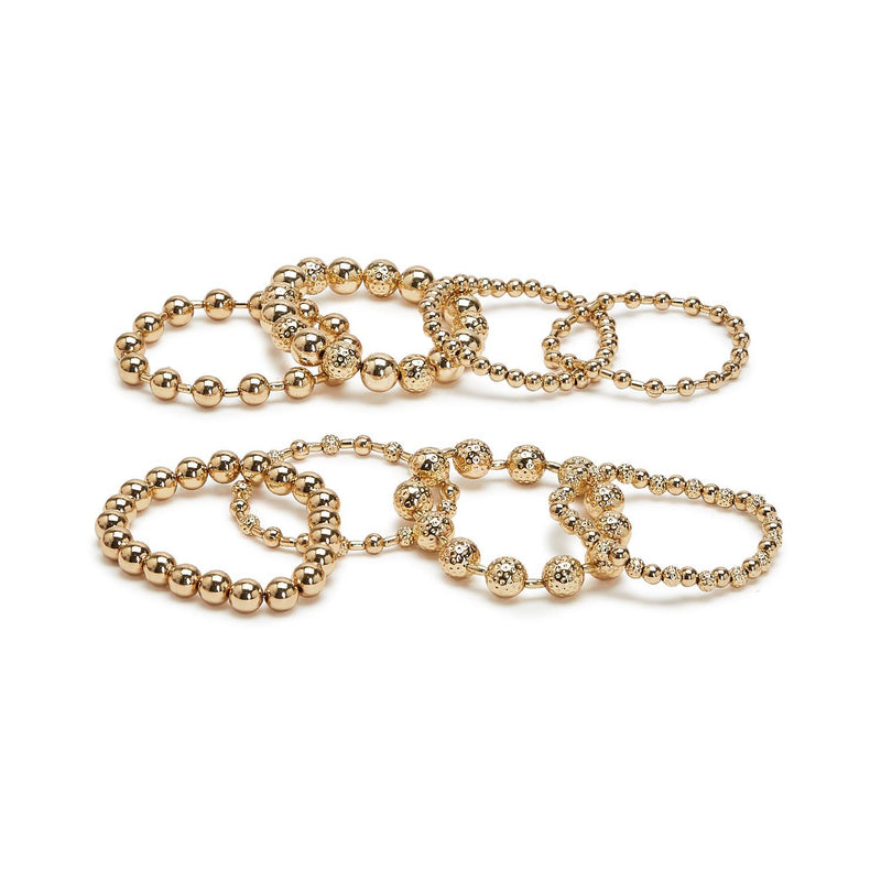 Gold Bead Stretch Bracelet Accessories + Apparel Two&