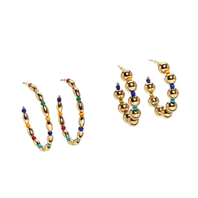 Color Wheel Gold + Colored Beaded Hoop Earrings | Assorted Jewelry Two's Company  Paper Skyscraper Gift Shop Charlotte