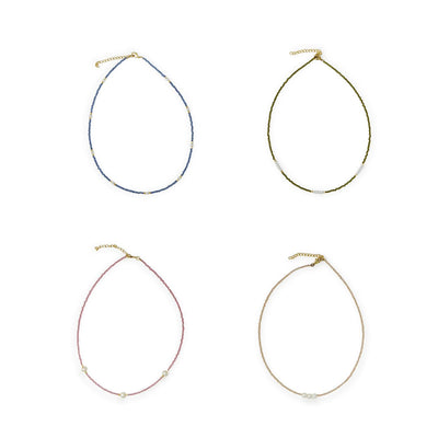 A Fine Line Delicate Bead + Pearl Collar Necklace | Assorted Jewelry Two's Company  Paper Skyscraper Gift Shop Charlotte