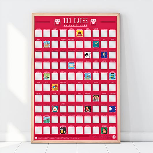 100 Dates To Go On || Bucket List Scratch Poster