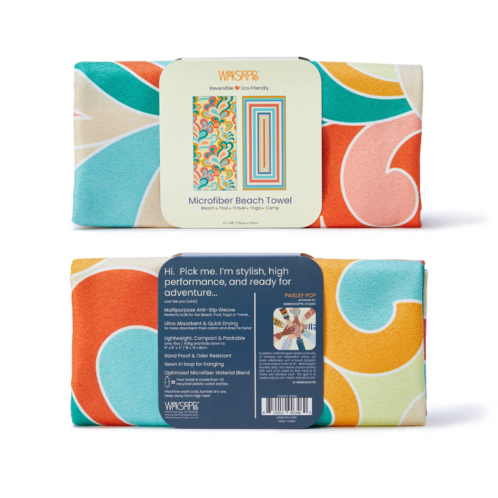 Paisley Pop Beach Towel Outdoor - Beach & Pool Accessories & Games WERKSHOPPE Paper Skyscraper Gift Shop Charlotte