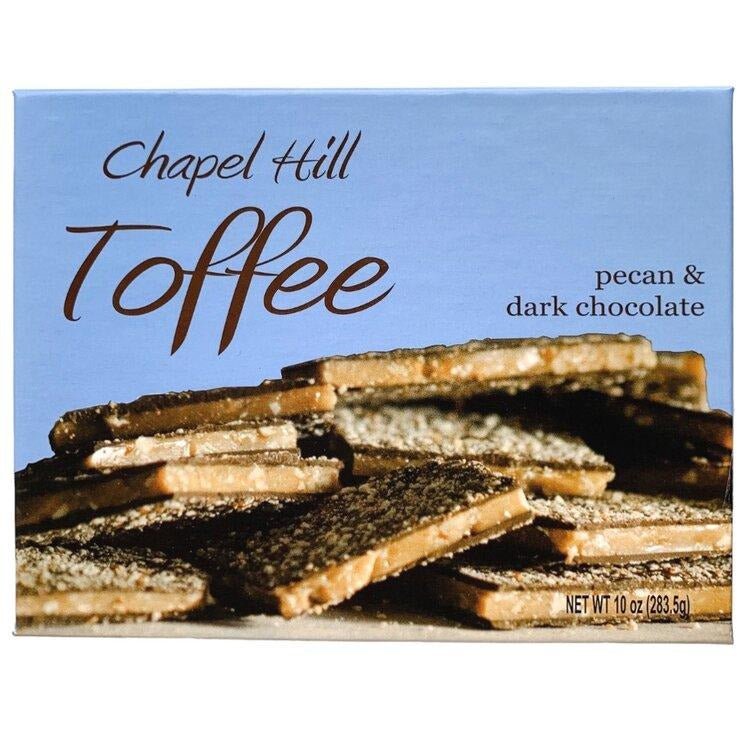 Chapel Hill Toffee Dark Chocolate & Pecan | 10oz Confectionery Chapel Hill Toffee Paper Skyscraper Gift Shop Charlotte