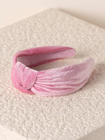 Knotted Velvet Headband | Pink