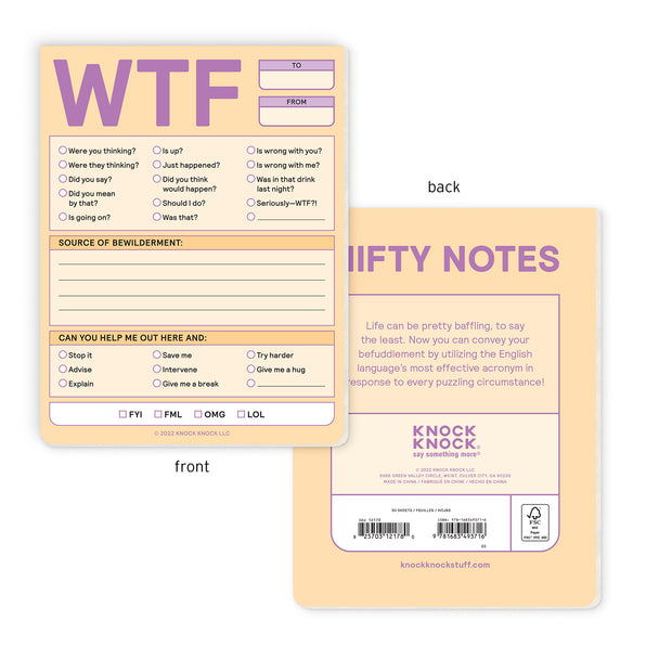 WTF Nifty Note Pad (Pastel Version)  Knock Knock  Paper Skyscraper Gift Shop Charlotte