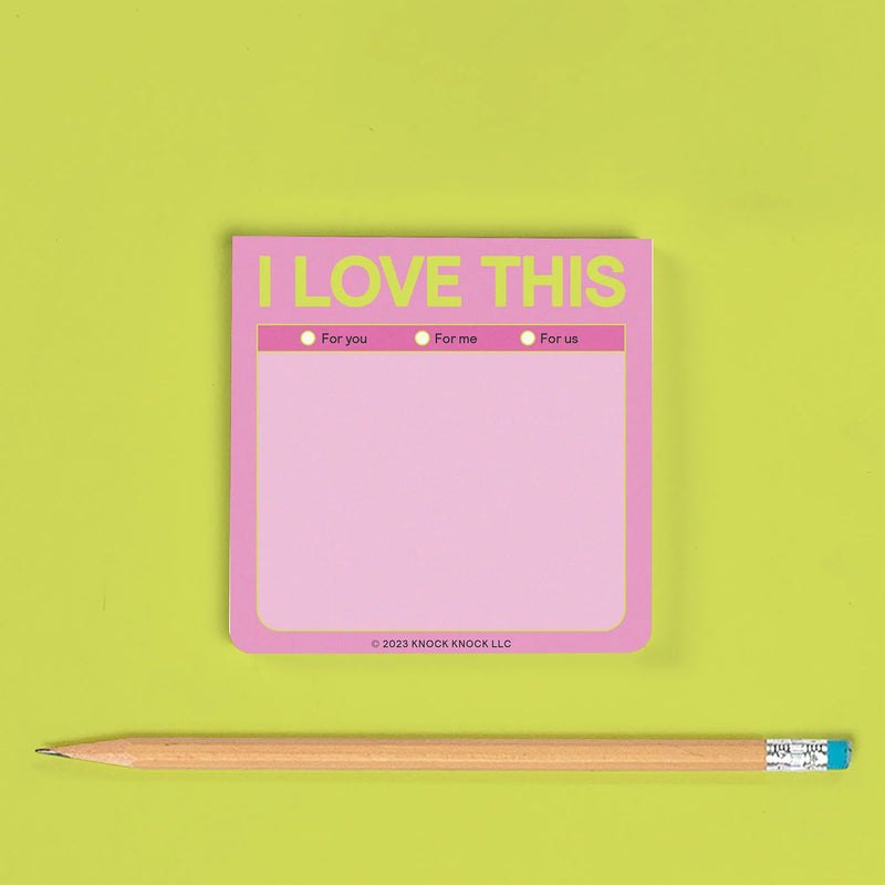 I Love This Sticky Note (Pastel) Home Office Knock Knock  Paper Skyscraper Gift Shop Charlotte