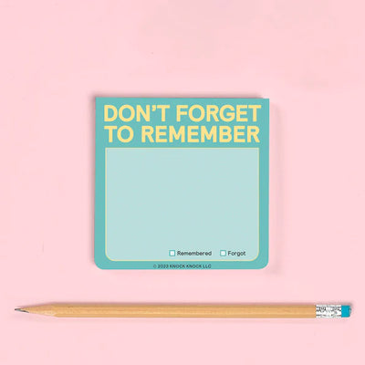 Don't Forget to Remember Sticky Note (Pastel) Home Office Knock Knock  Paper Skyscraper Gift Shop Charlotte