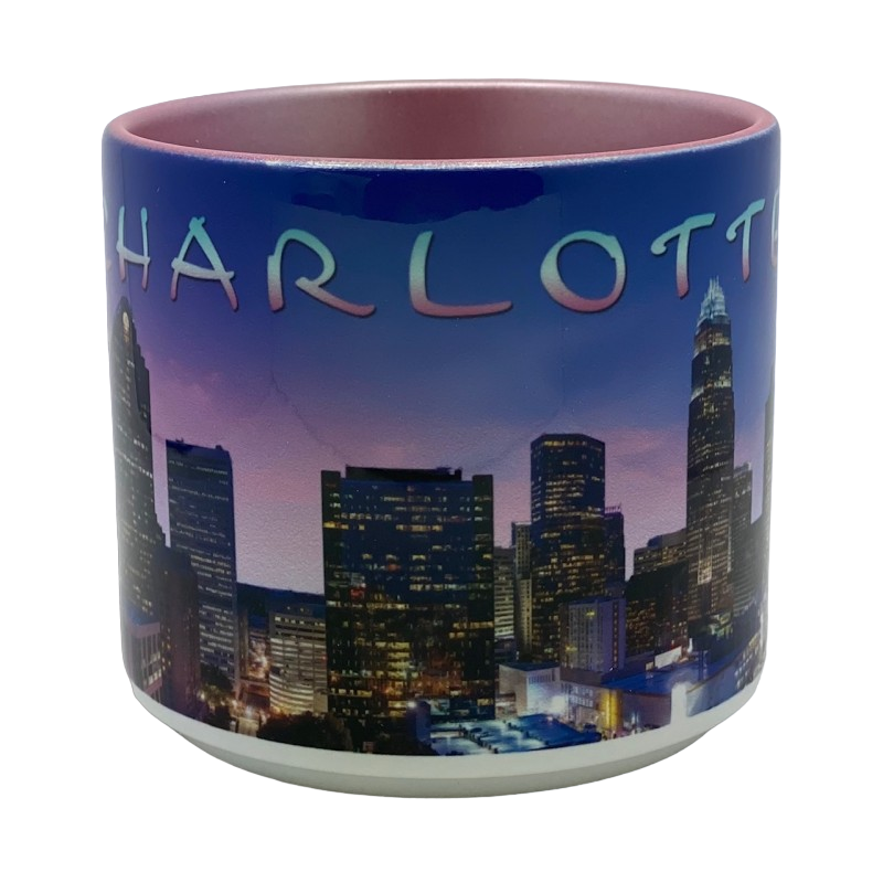 14 Oz. Ceramic Mug - Charlotte Pink Skyline | Pink Mugs My City Souvenirs  Paper Skyscraper Gift Shop Charlotte