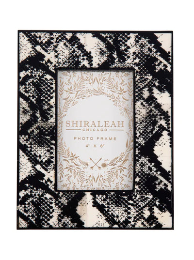 PARIS SNAKE PRINT 4" x 6" PICTURE FRAME, BLACK Frame Shiraleah  Paper Skyscraper Gift Shop Charlotte