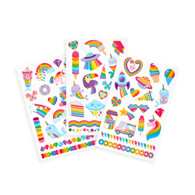 Tattoo-Palooza Temporary Tattoos - Over the Rainbow - 3 Sheets Children OOLY  Paper Skyscraper Gift Shop Charlotte