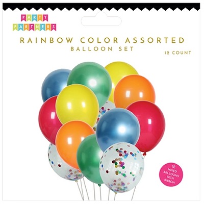 Rainbow Color Assorted Balloon Set Partyware Party Partners  Paper Skyscraper Gift Shop Charlotte