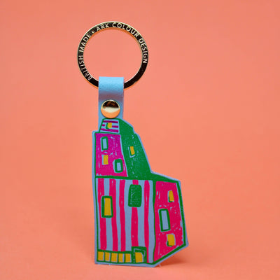 Turquoise Fun House Key Fob Keychains Ark Colour Design  Paper Skyscraper Gift Shop Charlotte