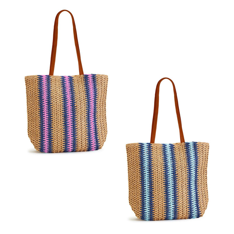 Straw Striped Tote Bag Totes Two&