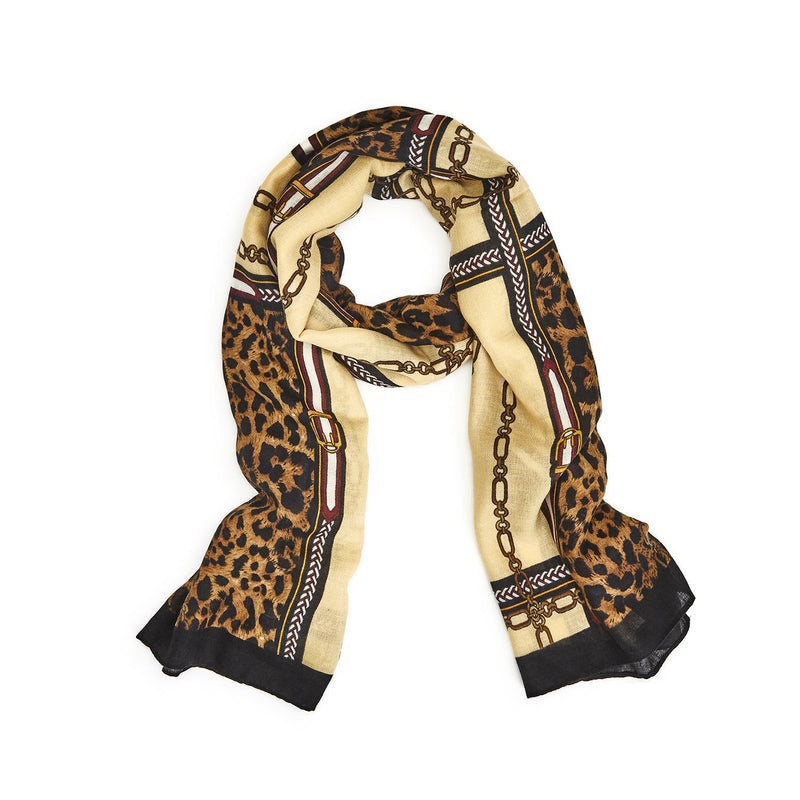Chain and Leopard Print Scarf Accessories Two&