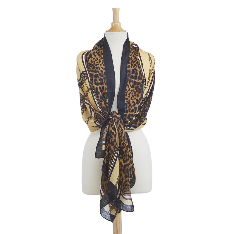 Chain and Leopard Print Scarf Accessories Two&