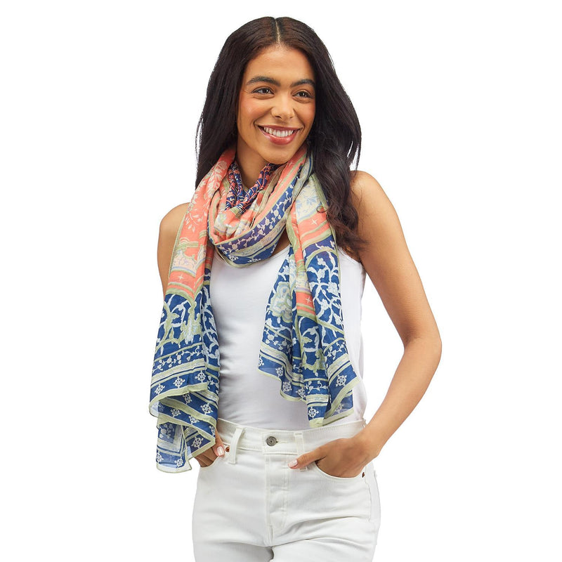 Indian Summer Blue Print Scarf Accessories + Apparel Two&