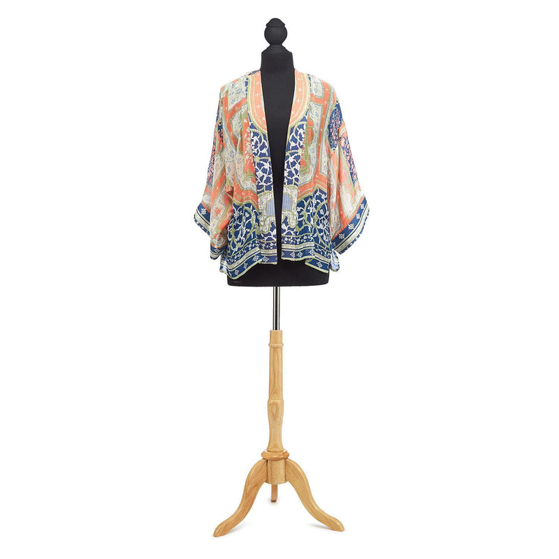 Indian Summer Blue Short Kimono Accessories + Apparel Two&