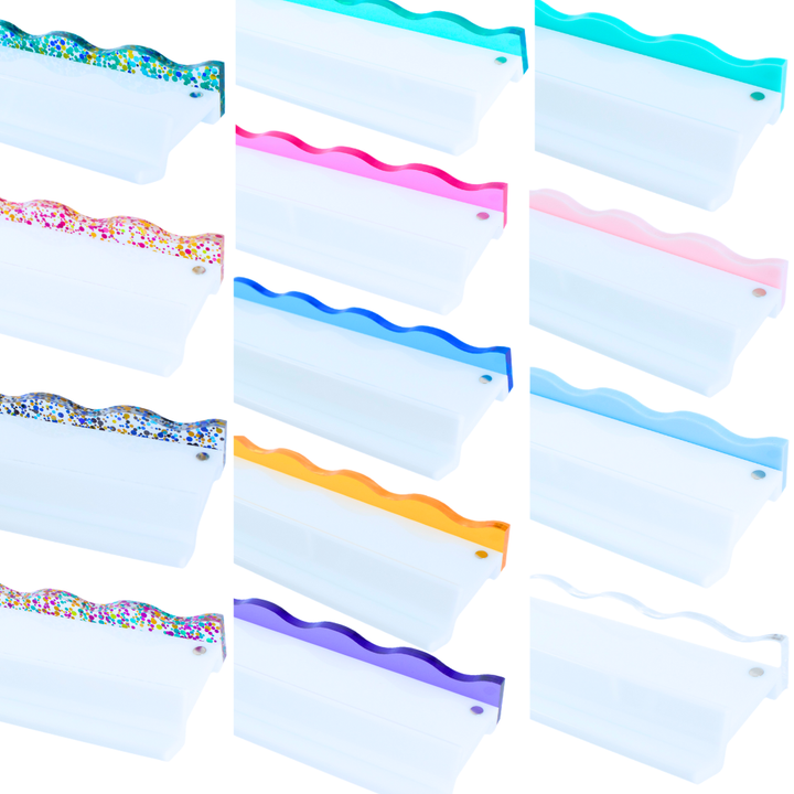 MAHJONG RACK PUSHERS - MAGNETIC  |  Premium Acrylic  |  Set of 4: Confetti-Wavy-Green