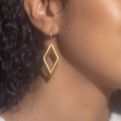 Open Brass Diamond Earrings: Small Jewelry Larissa Loden Jewelry  Paper Skyscraper Gift Shop Charlotte