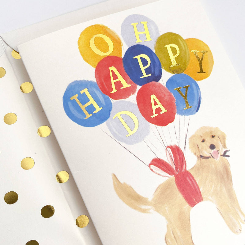 Happy Birthday Golden Retriever Dog with Balloons Cards The First Snow  Paper Skyscraper Gift Shop Charlotte