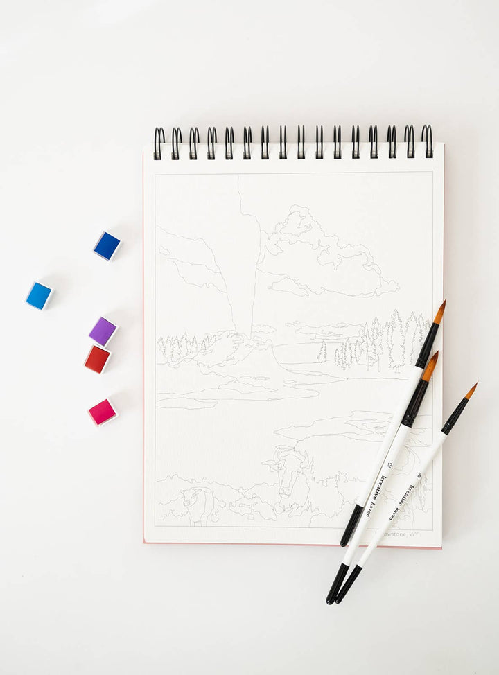 National Parks Watercoloring Book-Outlines w/Video Tutorials