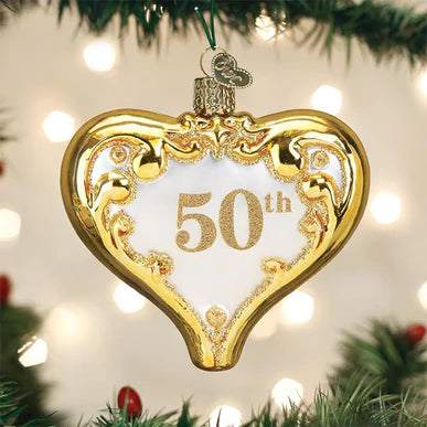 50th Anniversary Heart Ornaments Old World Christmas  Paper Skyscraper Gift Shop Charlotte