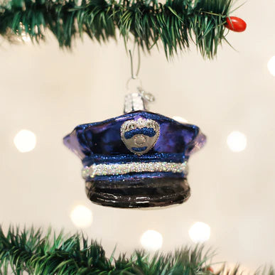 Police Officer's Cap Ornament Ornaments Old World Christmas  Paper Skyscraper Gift Shop Charlotte