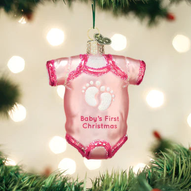 Pink Baby Onesie 1st Christmas Ornament Ornaments Old World Christmas  Paper Skyscraper Gift Shop Charlotte