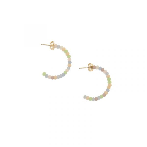 Pastel Matte Glass Bead Hoop Earrings