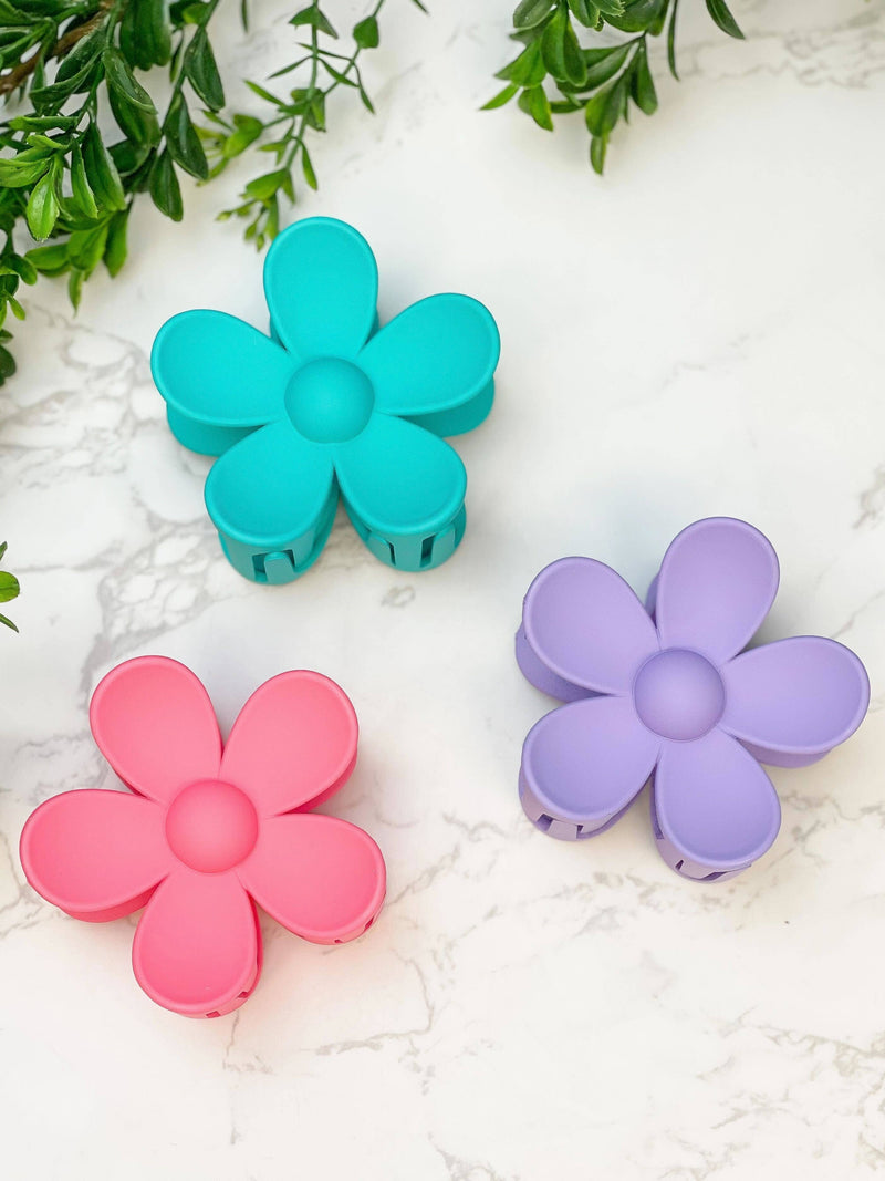Flower-Shaped Hair Clips: Teal