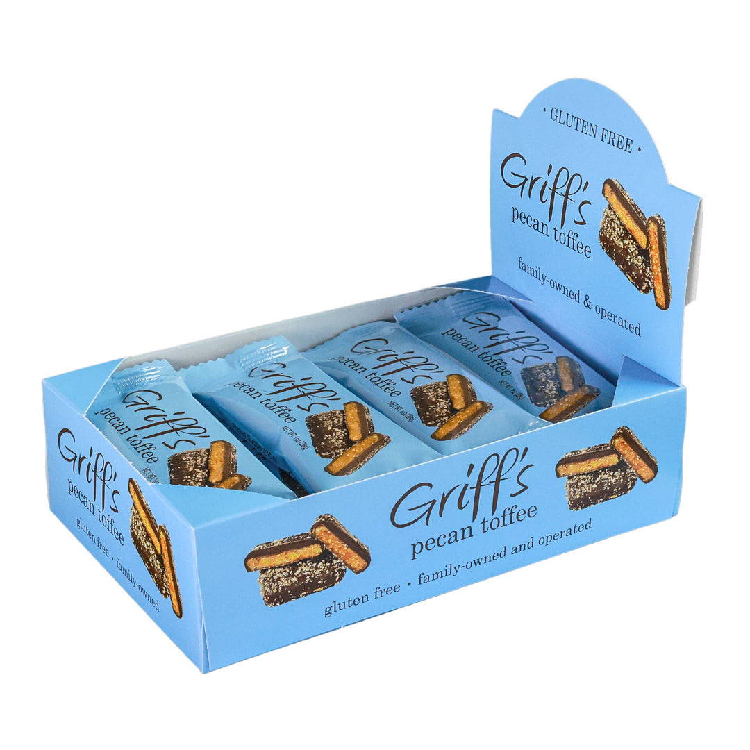 Griff's Pecan Toffee Dark Chocolate Toffee | 1oz Candy & Chocolate Griff's Toffee Paper Skyscraper Gift Shop Charlotte