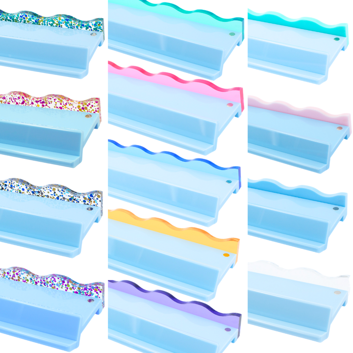 MAHJONG RACK PUSHERS - MAGNETIC  |  Premium Acrylic  |  Set of 4: Transparent-Wavy-Bright Green