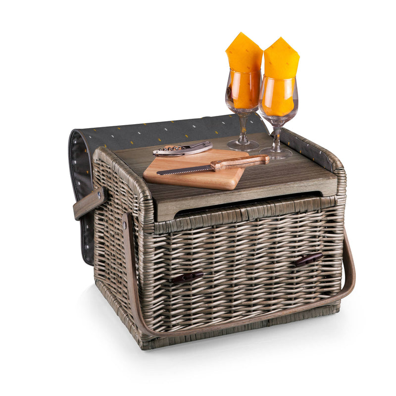 Kabrio Wine & Cheese Picnic Basket - Core: Anthology Collection - Gray with Gold Accents Outdoors Picnic Time  Paper Skyscraper Gift Shop Charlotte