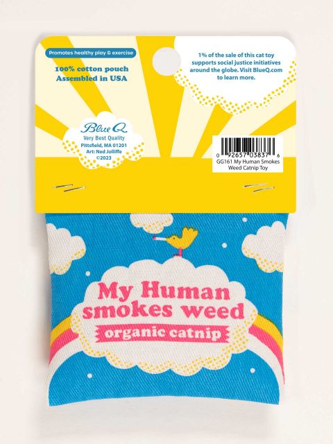 My Human Smokes Weed Catnip Toy Pets Blue Q  Paper Skyscraper Gift Shop Charlotte