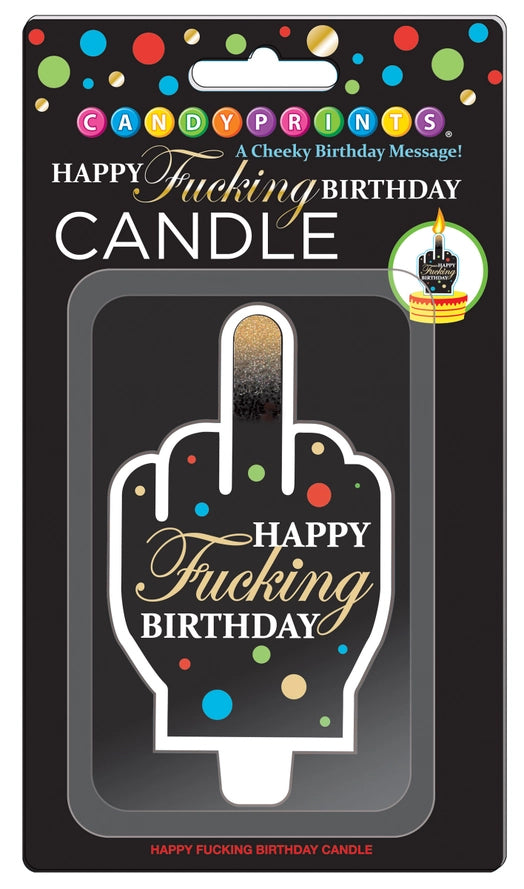 Happy Fucking Birthday FU Finger Candle  Little Genie  Paper Skyscraper Gift Shop Charlotte