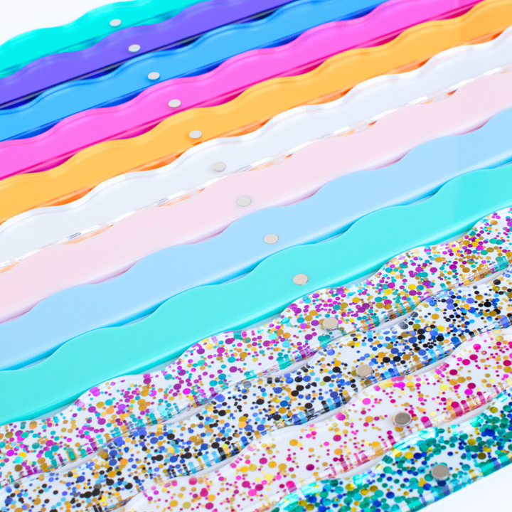 MAHJONG RACK PUSHERS - MAGNETIC  |  Premium Acrylic  |  Set of 4: Confetti-Wavy-Multi-Color