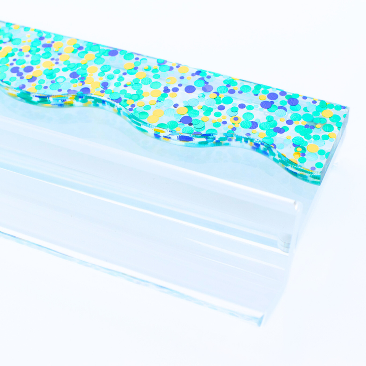 MAHJONG RACK PUSHERS - MAGNETIC  |  Premium Acrylic  |  Set of 4: Confetti-Wavy-Green