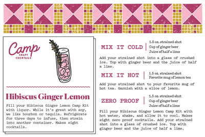 16 Oz Hibiscus Ginger Lemon | Mason Jar Camp Craft Cocktail Barware Camp Craft Cocktails  Paper Skyscraper Gift Shop Charlotte
