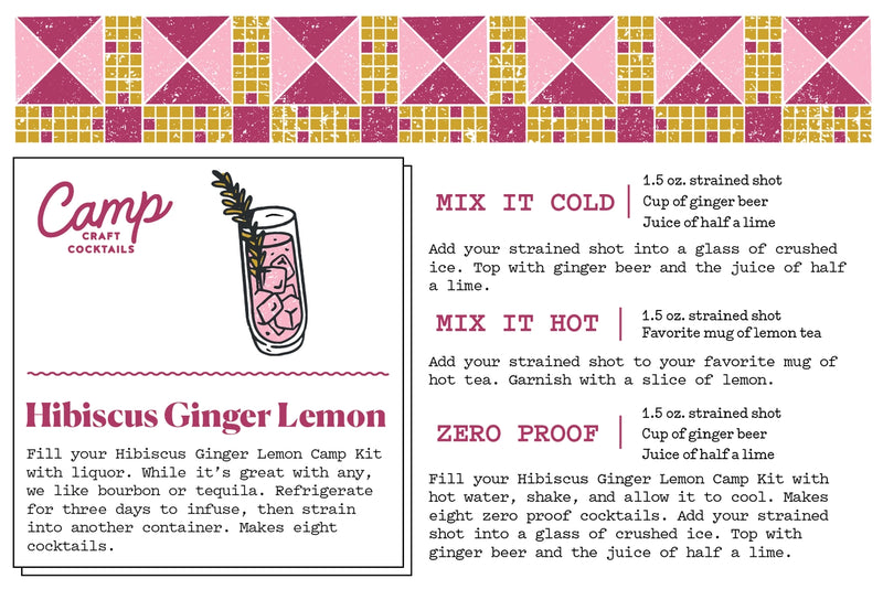 16 Oz Hibiscus Ginger Lemon | Mason Jar Camp Craft Cocktail Barware Camp Craft Cocktails  Paper Skyscraper Gift Shop Charlotte