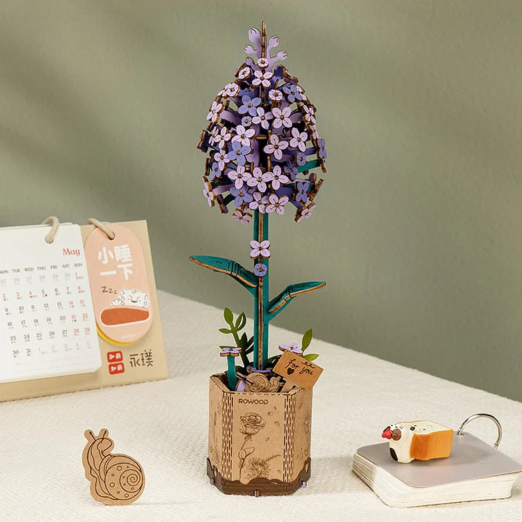 Lilac DIY Wooden Flower 3D Puzzle