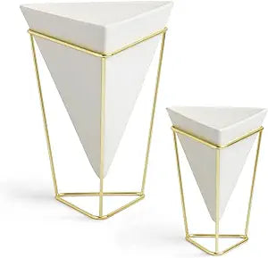 Trigg Tabletop S/2 White/Brass  Umbra  Paper Skyscraper Gift Shop Charlotte
