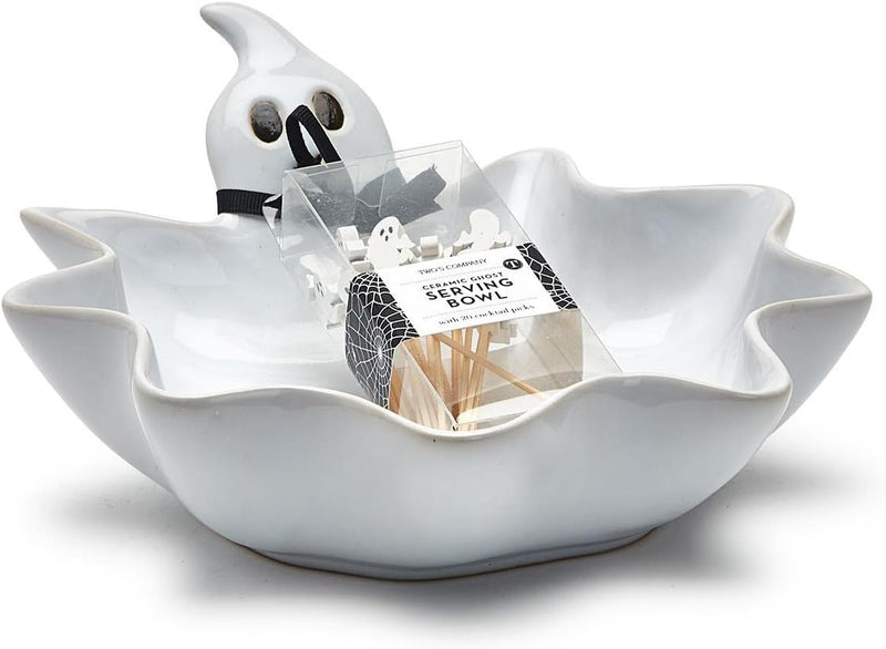 Spooktacular Ghost Bowl with 20 Ghost Picks Halloween Two&