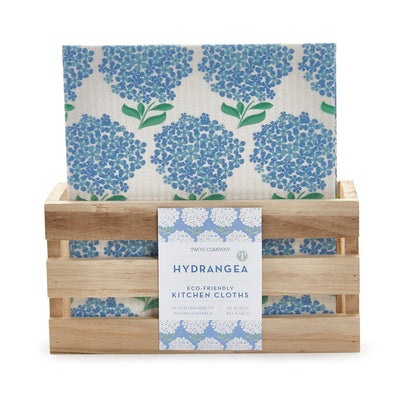 Hydrangea Multipurpose Biodegradable Kitchen Cloth Dishcloths Two's Company  Paper Skyscraper Gift Shop Charlotte
